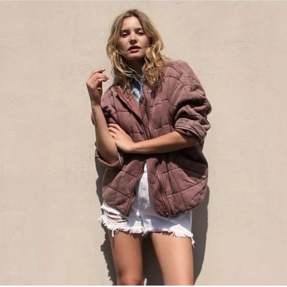 Free People Jackets & Blazers - Free People Dolman Boho Hippie Gypsie  90s Quilted Jacket  Plum Rose XS Bomber